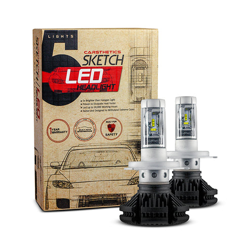 Carsthetics Sketch LED Headlight Steel - H4 H/L High and Low Beam