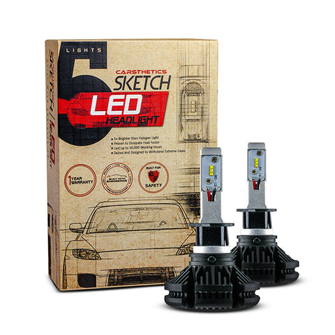 Carsthetics Sketch LED Headlight Steel - H1 Single Color Low Beam